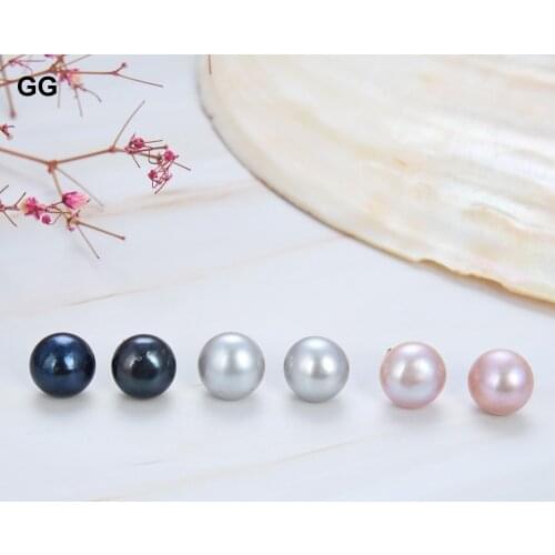 GuaiGuai Jewelry Natural Freshwater Pearl Semi Round Coin Multi Color Stud Earrings