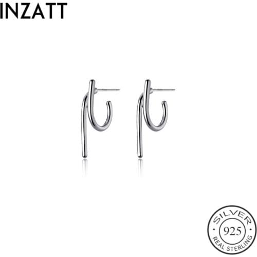 INZATT Real 925 Sterling Silver Cross Stud Earrings For Fashion Women party Minimalist Fine Jewelry Punk Accessories