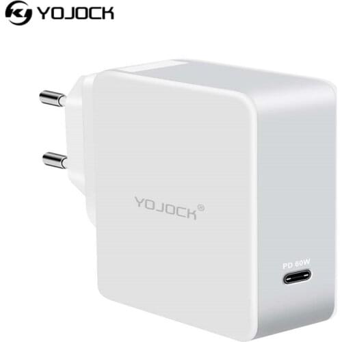 Yojock EU/AU/UK/US 60W PD Charger Type-C Power Delivery Wall Charger Portable Adapter for Nintendo Switch Macbook Pro Xiaomi Mi5