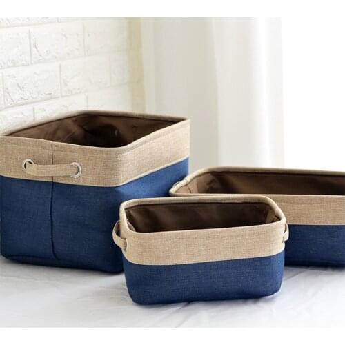 Nordic linen storage basket desktop sundries storage box cosmetics snack basket remote control storage WF1020