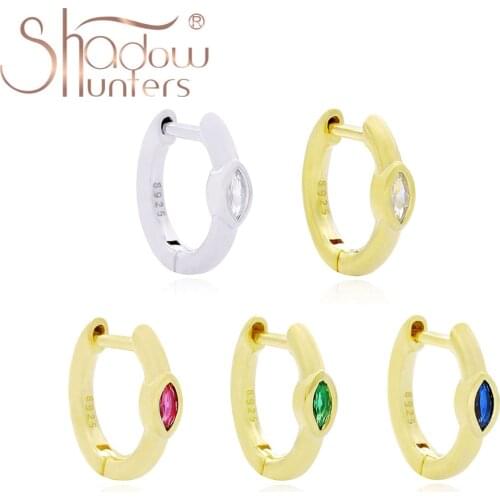 SHADOWHUNTERS Real 925 Sterling Silver Colorful Crystal Huggie Hoop Earrings Trendy 2020 Women Jewelry 925 Silver Mini Piercing