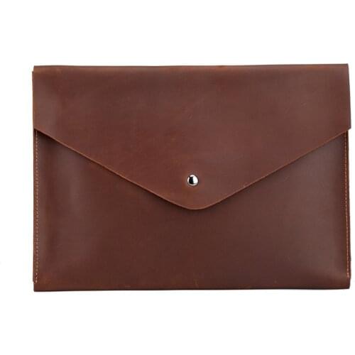 Man genuine leather multifunction office documents bags A4 paper file pouch envelope bag meeting conference travel handbag