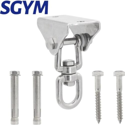 SGYM 1set 180°/360° Heavy Duty Swing Fixed Buckles Hook Hanger 304 Stainless Steel For Yoga Hammock Sandbag Lou