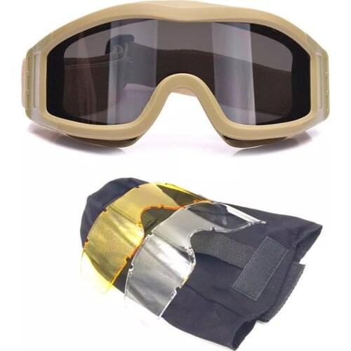 Tactical Military Protective Goggles Army Ballistic Glasses 3 Lens Airsoft Paintball Motorcycle Windproof Wargame Glasses