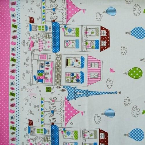 140cmx50cm Cotton Linen Fabric for handmad, bed, bag, curtain - Castel, balloon and dot - Pink (LF195)