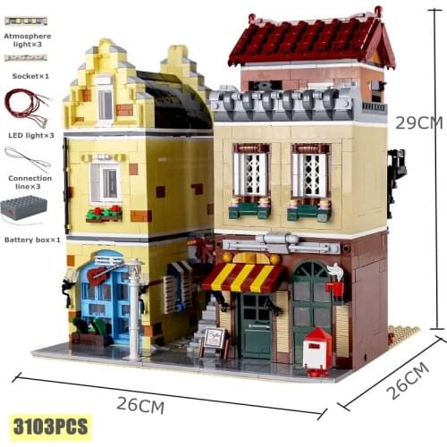 IN STOCK Street View Coffee House With LED Lighting Module MOC Building Assemble Blocks Bricks Toys Best Gifts MOULDKING