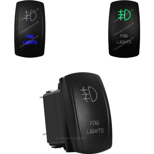 3 Pin SPST On Off Rocker Switch - FOG LIGHTS - Car Boat Marine Up Green & Down Blue Led Toggle Switch for Carling Narva
