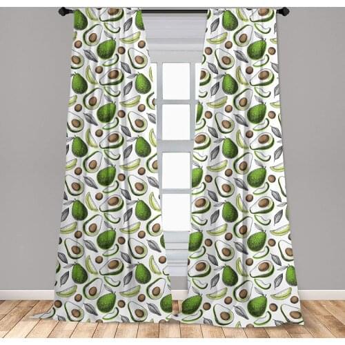 Vegetables Curtain Organic Avocado Leaves Detox Antioxidant Lifestyle Stay Young Print Window Treatment Living Room Bedroom