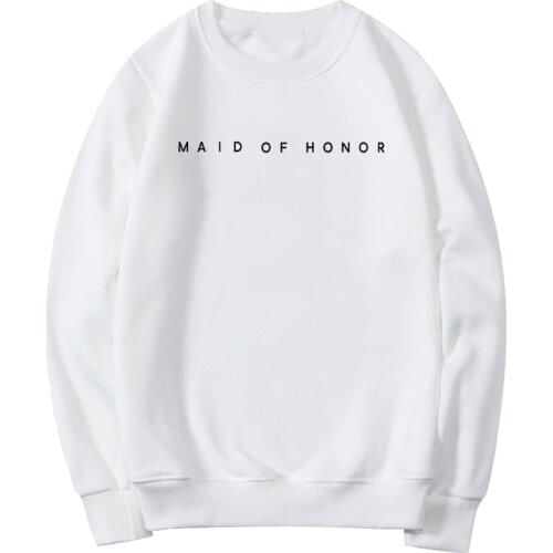 Maid of Honor Sweatshirt Bridal Shower Gift Bridesmaid Gifts Hoodies Women Fall Casual Crewneck Sweatshirts Female Hoodie