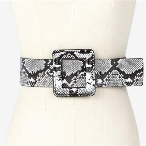 2020 Women Belts Simple Wild Snake Black Super Wide Girdle European and American Brand Fashion High Quality Leather Belts