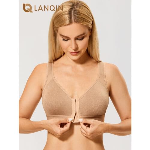 Womens Posture Front Closure Full Coverage Wireless Plus Size Back Support Bra