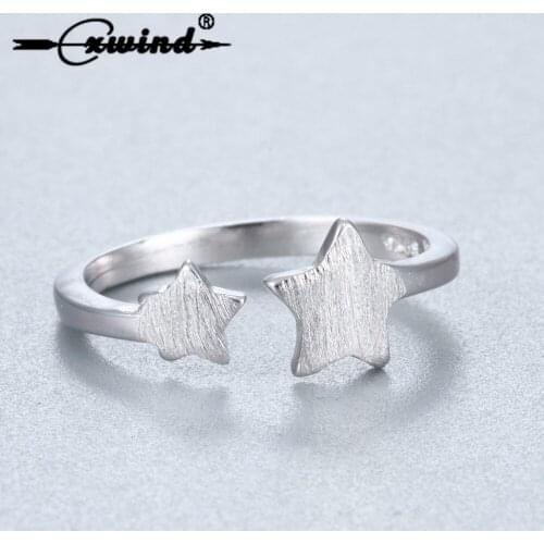 Cxwind Double Star Open Rings Charm Pentagram Ring Jewelry For Women Lady Fashion Statement Knuckle Ring Gift Bijoux