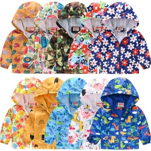 Winter Printted Baby Zipper Coat Toddler Kids Baby Grils Boys Autumn Print Jacket Zipper Hooded Windproof Coat manteau fille