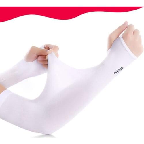 1pair Summer Ice Fabric Breathable UV Protection Running Arm Sleeves Fitness Basketbal Elbow Pad Sport Cycling Outdoor Arm Warme