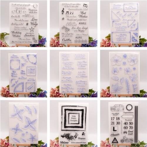 1PCS Fashion Words Flower Leaves Transparent Clear Stamps for Card Making Decoration DIY Scrapbooking