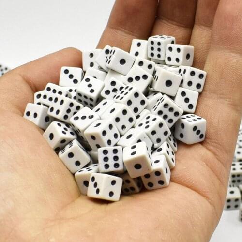 10/1 Pcs 8mm White Gaming Dice Standard Six Sided Decider Birthday Parties Board Game Funny Toy Tool Dices