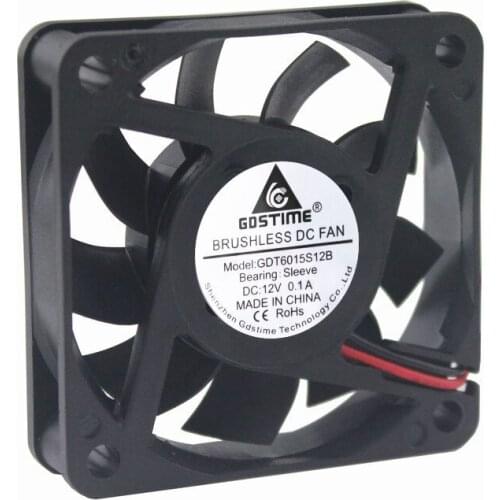 Gdstime 2 Pcs 6cm 60mmx60mmx15mm DC 12V 6015 2Pin Small Motor Brushless DC Cooling Fan 60mm x 15mm 0.1A PC Case Cooler