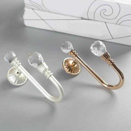 2 Pcs Modern Simple Curtain Wall Hook U-shaped Crystal Hook Boutique Creative Tie Back Tassel Brush Holder Curtain Accessories