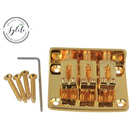 3 String Cigar Box Guitar Bridge Tailpiece & Screws & Wrench Zinc Alloy Golden