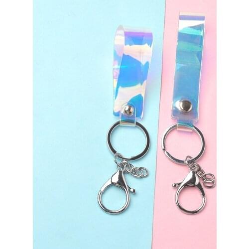 30 PCS Customized PVC Laser Keychain llavero for Mobile Phone Strap Laser PVC Blank for Handbag Pendant Key Fashion Trinket