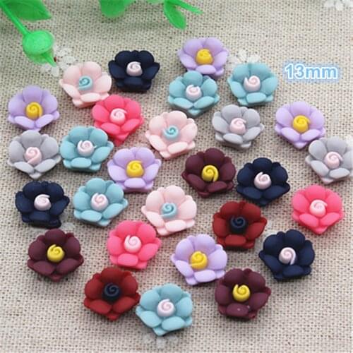 50PCS Mix Colors Cute Vintage Resin Flowers Flatback Cabochon DIY Jewelry/Craft Scrapbooking,13mm
