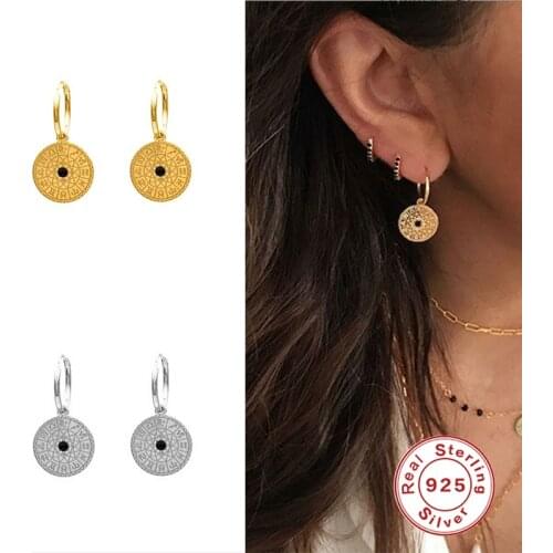 Aide 100% 925 Real Sterling Silver Earring 12 Constellations Zodiac Pendant Drop Earrings For Women Girls Birthday Gift Jewelry