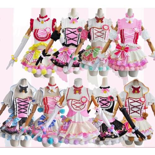 Anime LoveLive Cat Twin Tail Arcade Game 9 Characters Cosplay Costume Tojo Nozomi Nico Honoka Umi Rin Maki Eli Full Set