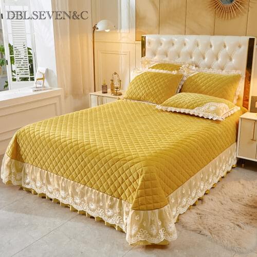 Delicate velvet Bedspread on the bed blanket winter bed covers Linens Lace Ruffle duvet bed Plaid quilt Bedspreads for bed sheet