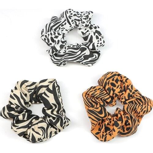 Big Size Fluffy Animal Printed Hair Schrunchy Leopard Hair Ties For Woman Panther Hair Bands Girl Pigtail For Hair
