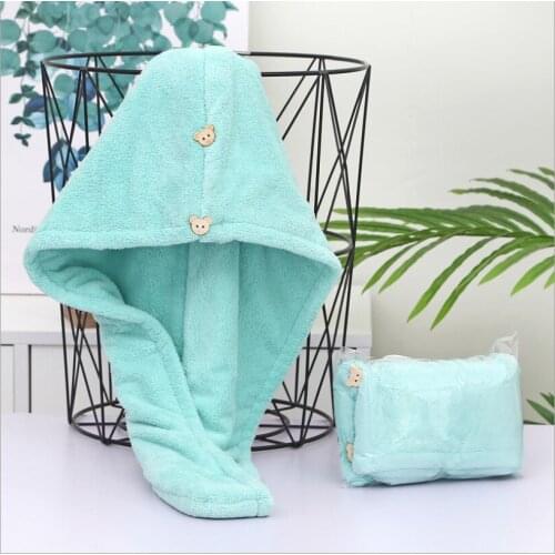 Quick-Drying WomensAbsorbent Coral Fleece Head Towel Shampoo Super-Fine Dimension Thickened Shower Cap Strong Water Absorption