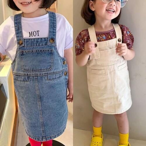 3-8 Years Baby Girl Denim Dress Cute Lovely Casual Suspender Dress for Children Autumn New Girls Denim Strap Dress Baby Clothes