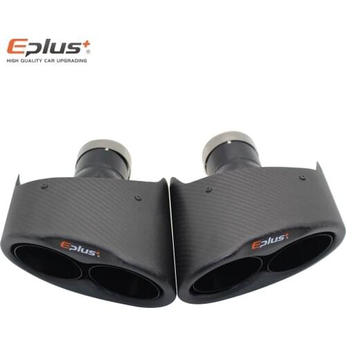 EPLUS Siamese Car Carbon Fiber Matte Muffler Tip Y Shape Double Exit Universal Stainless Steel Silver Exhaust pipe Nozzle AK