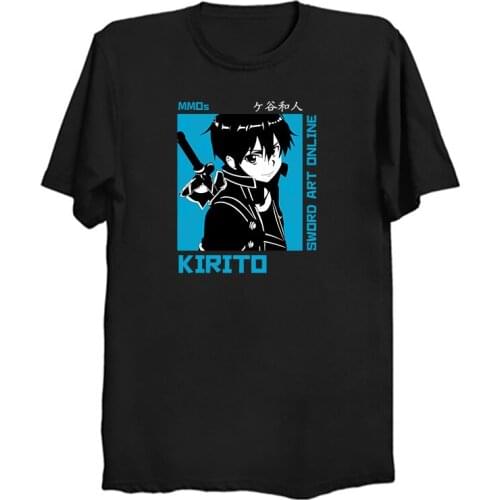 Sword Art Online Kirito Asuna Manga Sao Anime Unisex T-Shir Mens New 2021 Clothing Summer Cotton men T Shirts