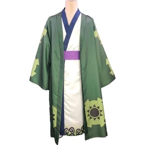 Anime ONE Wano Roronoa Zoro Bathrobe kimono Cosplay Costume Custom Made