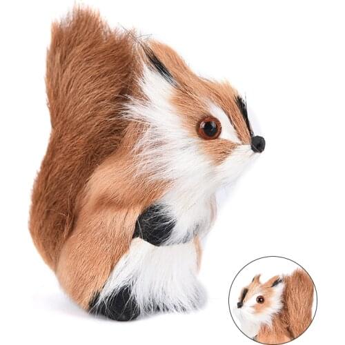 Simulation Fur Squirrel Plush Stuffed Doll Animal Toy Children Gift Home Decor