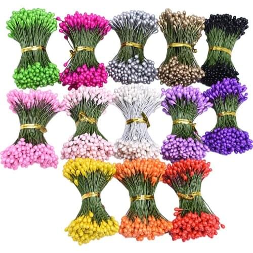 130/260 3mm Artificial Flower Double Heads Stamen DIY Fake Flower Berries DIY Wedding Party Scrapbook Accessories Christmas Deco