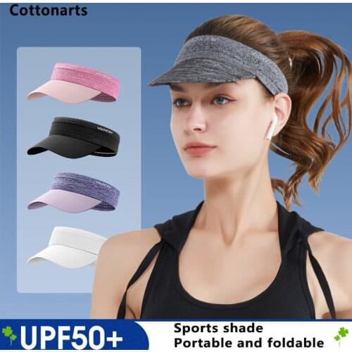New Women Sports Hat Summer Quick-drying Headband Sun Hat UV Protection Empty Top Hat Simple Solid Color Collapsible Tennis Caps