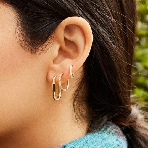 Classic Thin Circle Stackable Cartilage Hoop Earring For Women female CZ female Ear Cuff Small Huggies Hoops Jewelry Gifts