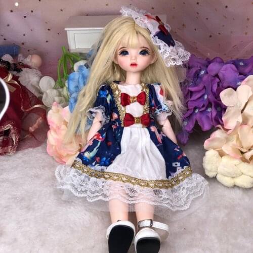 1/6 BJD Doll 3D Eyes Jointed Body Dress Up Full Set Girl Birthday Makeup DIY Princess Doll Gift Tiny Baby Cute Girls