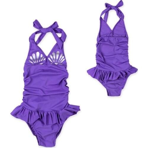 Sexy Halter Shell Printing Swimsuit Swimwear Infant Baby Kids Girl Swimsuit Bathing Suit Clothes Monokini Bodysuit New C0530