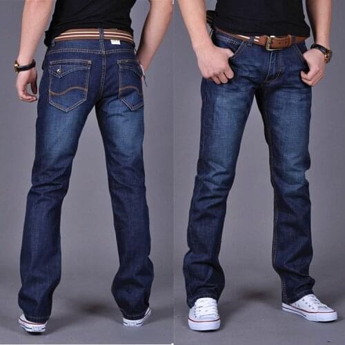 Mens Straight Stretch Slim Business Jeans Youth Popular Mid-Waist Fashion Mens Long Pants Denim Pants