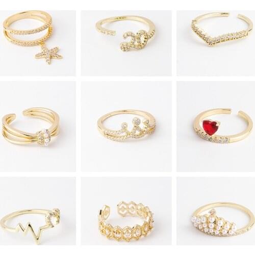 MWSONYA 2020 Fashion Korean Simple Rhinestone Ring Pendant Ring Lady Elegant Open Ring Gift for Girls Women Rings