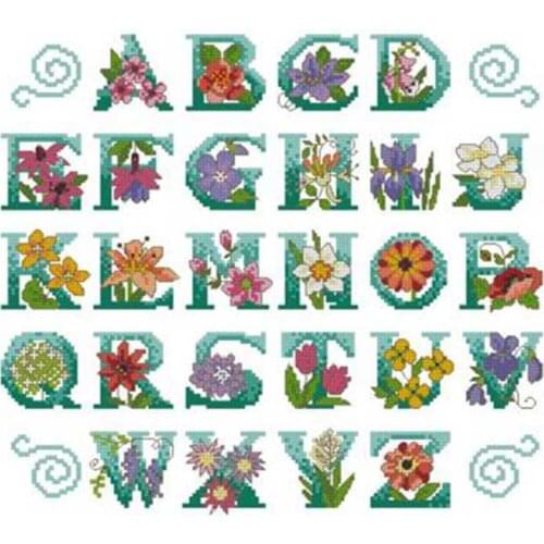 Flower letters patterns Counted Cross Stitch 11CT 14CT 18CT DIY Chinese Cross Stitch Kits Embroidery Needlework Sets