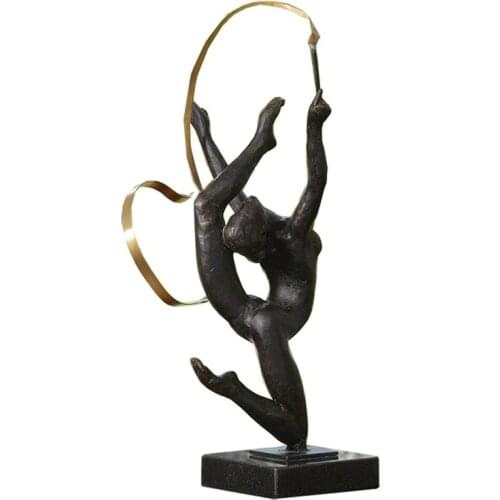 44CM NEW CLASSICAL GYMNASTICS DANCER STATUE SPORTS FIGURE ART FIGURINES METAL CRAFT HOME GYMNASIUM DECORATION ACCESSORIES R2582