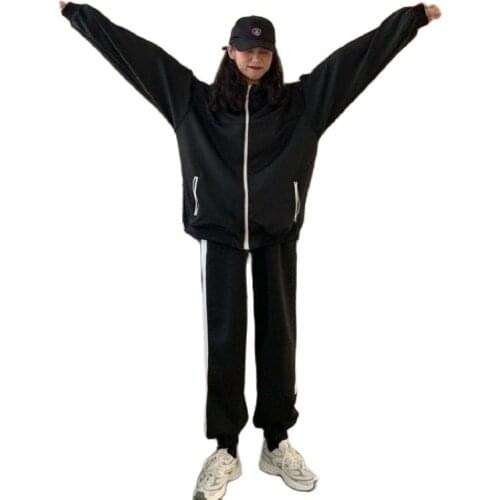 Spring And Autumn New Casual Sportswear Suit Womens Clothing 2021 Fashion Loose Student Jacket Trousers Two Piece Set Women