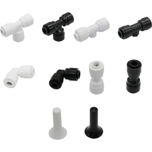 Reverse Osmosis Aquarium Quick Fitting 1/4" OD Hose Equal Connector Slip Lock Plastic Pipe Coupling Connector End Plug