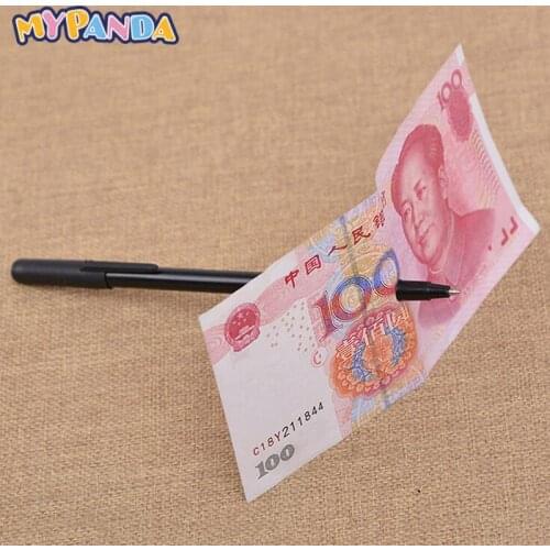 Wholesale new Black Magic Trick Ball Pen Magician Toy Thru Bill Penetration Dollar Bill Pen Trick
