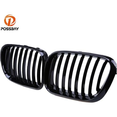 POSSBAY Painting Gloss Black Car Racing Grilles for BMW X5 E53 3.0d/3.0i/4.4i/4.6is 2000-2003 Pre-facelift Front Center Grills