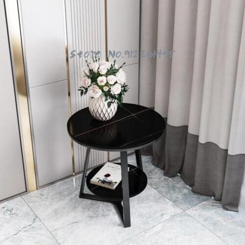 Living Room Sofa Side Table Simple Nordic Modern Round Table Bedside Cabinet Light Luxury Italian Rock Plate Small Tea Table Cor