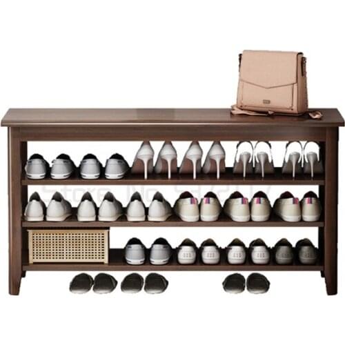 Solid wood simple doorway shoe rack shoe changing stool Nordic multifunctional sitting storage rack creative shoe cabinet